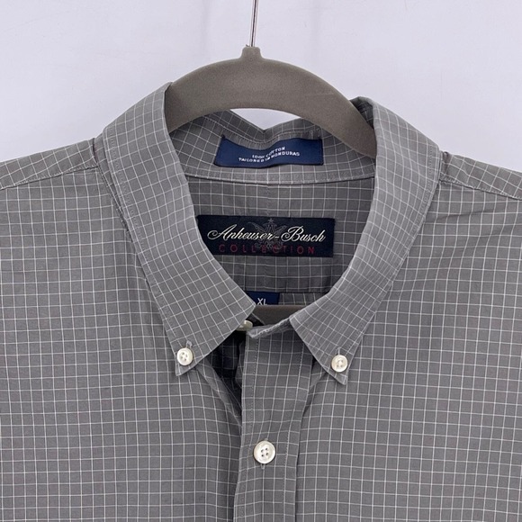 Anheuser Busch Button Front Shirt Sz XL Green Checkered Long Sleeve 100% Cotton - Picture 5 of 7